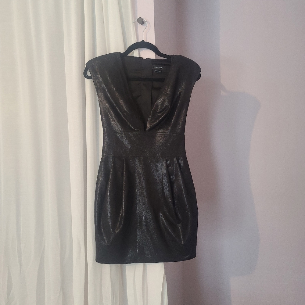 Marciano black plunge mini dress